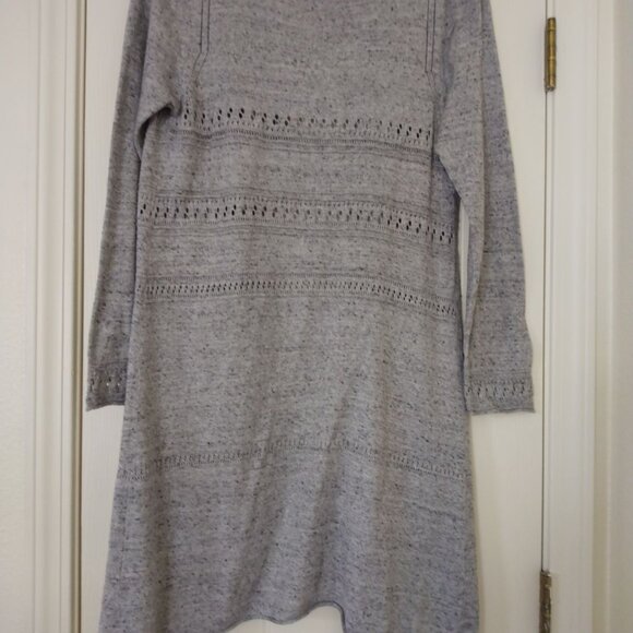 EEUC MAX STUDIO GREY HEATHER DUSTER STYLE CASCADE FRONT SWEATER SIZE LARGE - Picture 4 of 8